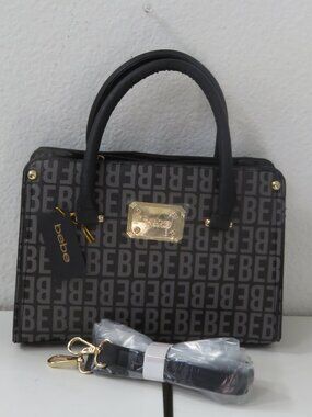 Bebe Black n Grey James Small Satchel Shoulder Bag